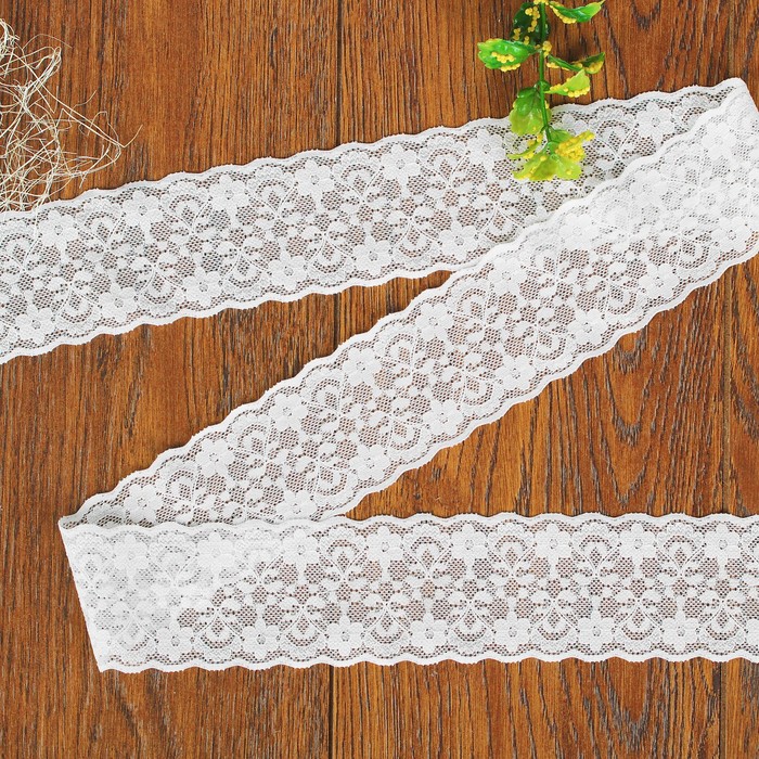 Кружево эластичное, ширина 55мм, 10±1м, цвет белый