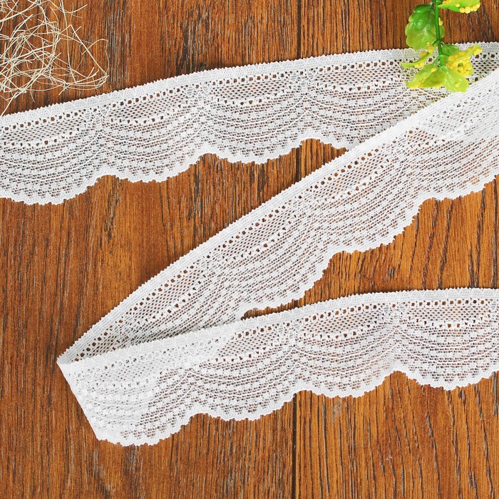 Кружево эластичное, ширина 40мм, 10±1м, цвет белый