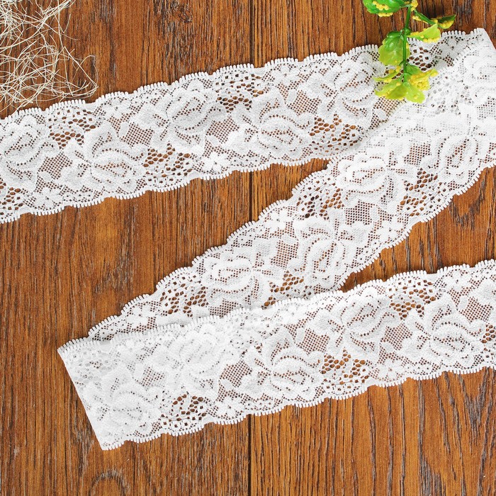 Кружево эластичное, ширина 58мм, 10±1м, цвет белый