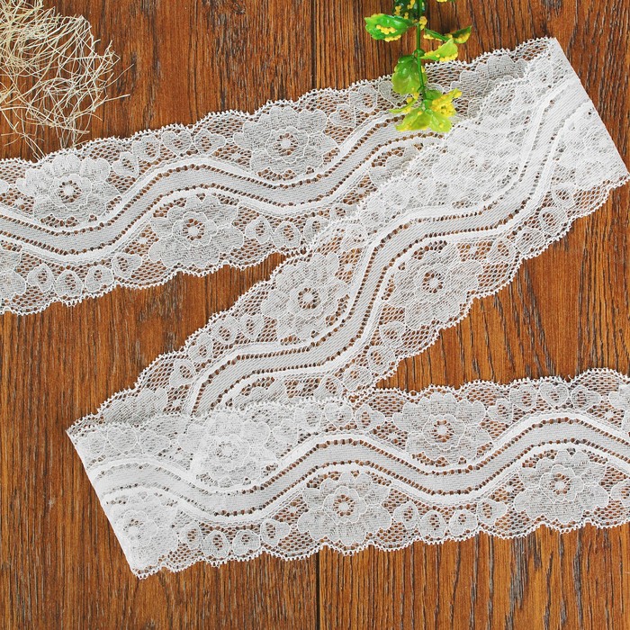 Кружево эластичное, ширина 65мм, 10±1м, цвет белый