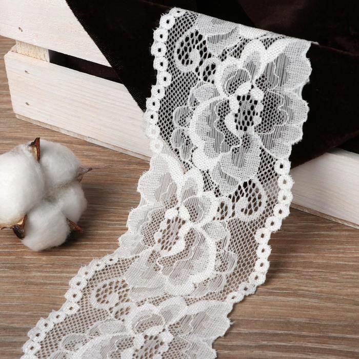 Кружево эластичное, ширина 80мм, 10±1м, цвет белый