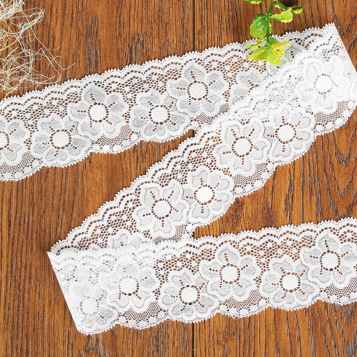 Кружево эластичное, ширина 65мм, 10±1м, цвет белый