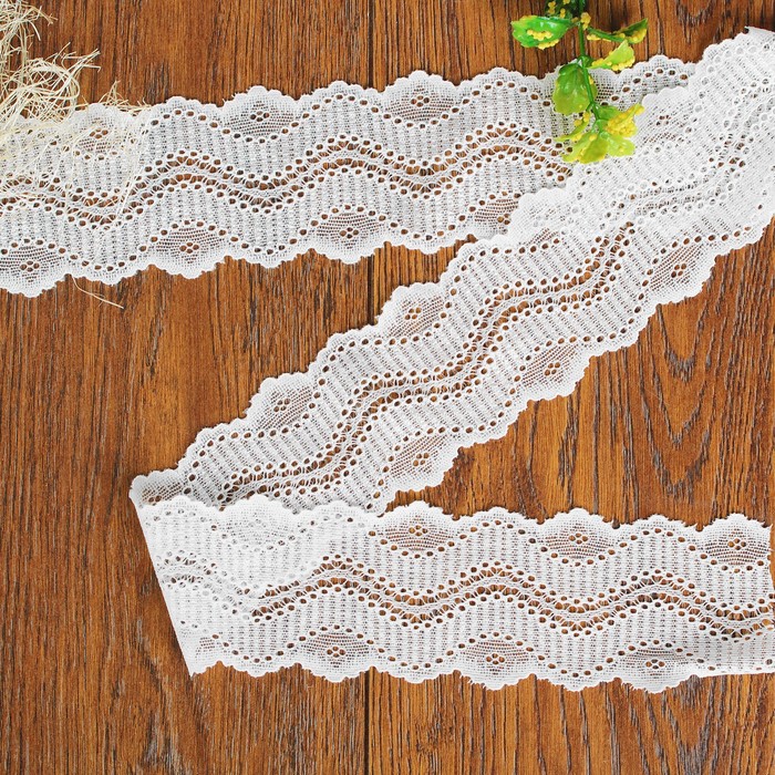 Кружево эластичное, ширина 65мм, 10±1м, цвет белый