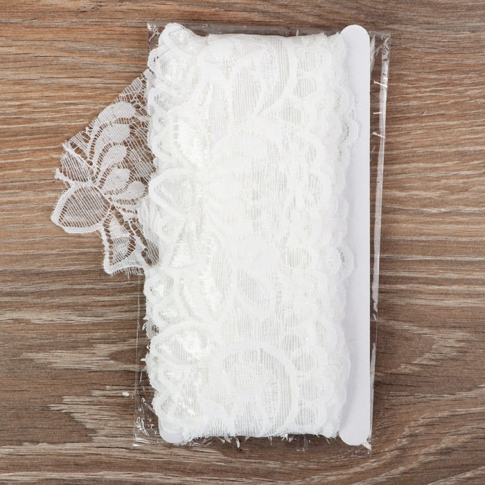 Кружево эластичное, ширина 80мм, 10±1м, цвет белый