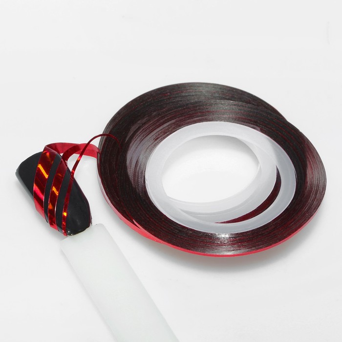 Лента фольгированная клеевая для ногтей "Голография", 1/2/3мм, 18м, 3шт, цвет красный