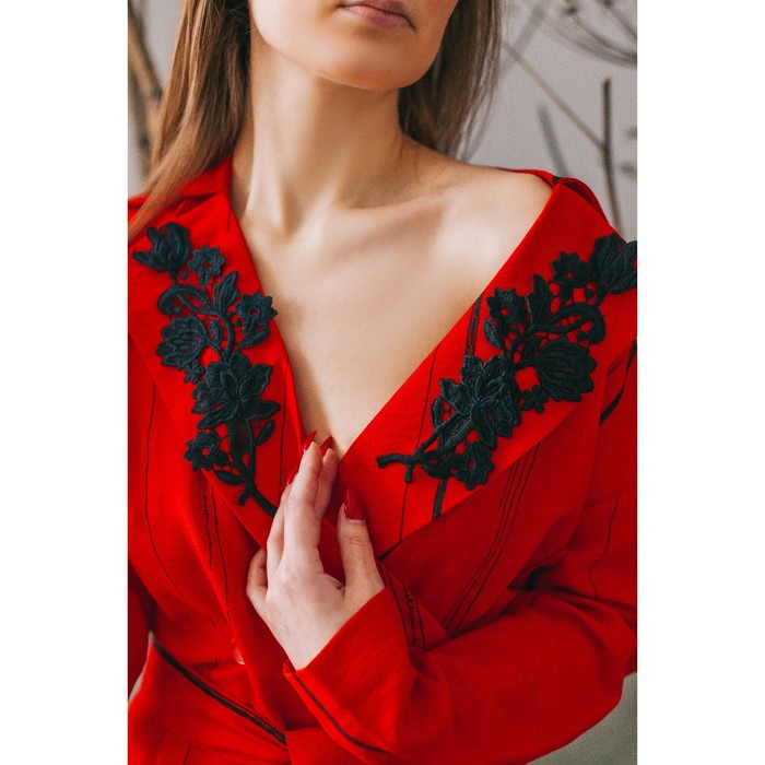 Аппликации пришивные, лейсы, 25,5*10см, пара, цвет чёрный