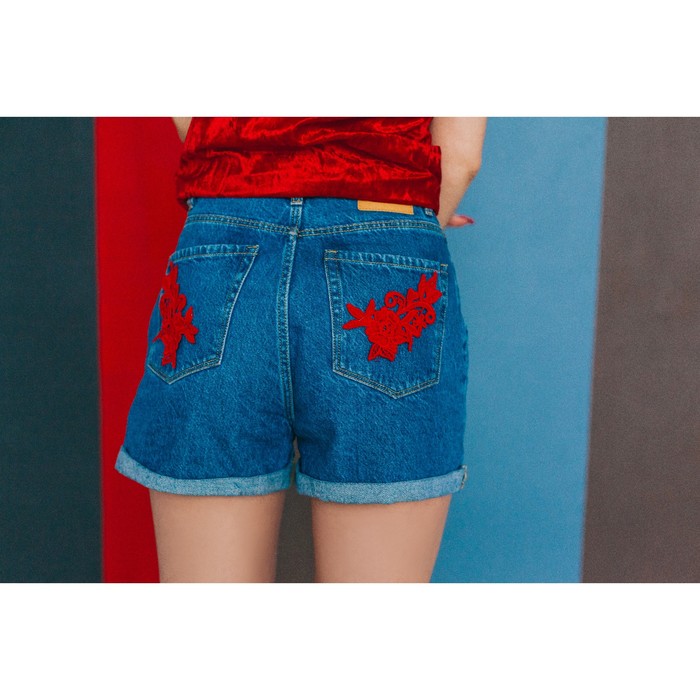 Аппликации пришивные, лейсы, 15*8,5см, пара, цвет красный