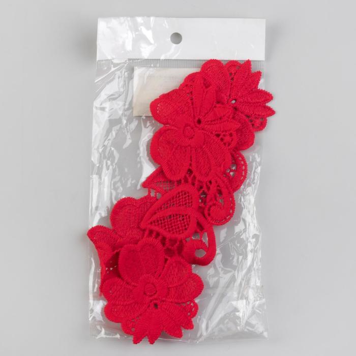 Аппликации пришивные, лейсы, 17*6см, пара, цвет красный