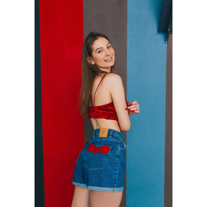 Аппликации пришивные, лейсы, 17*6см, пара, цвет красный