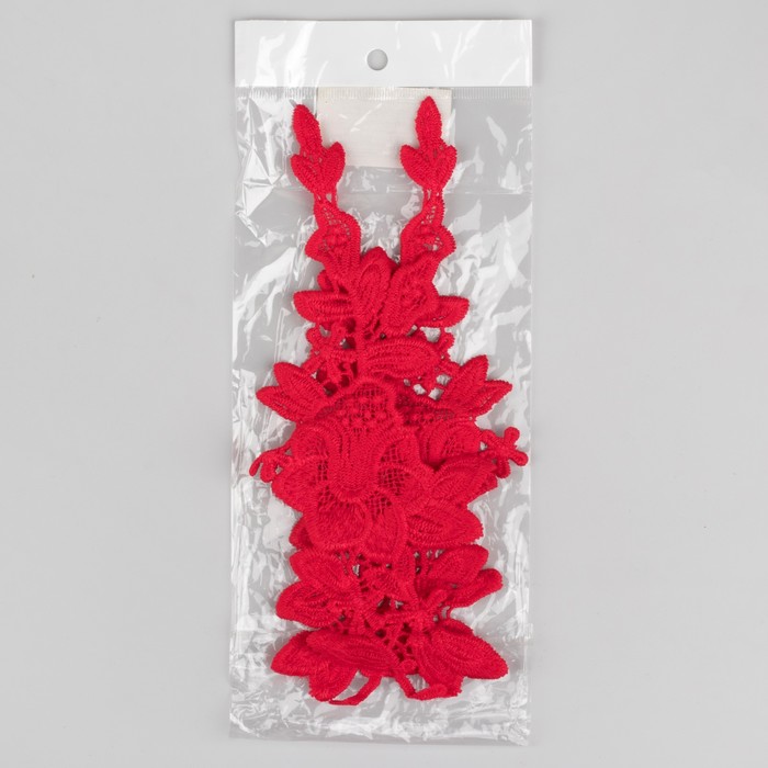 Аппликации пришивные, лейсы, 27*10см, пара, цвет красный