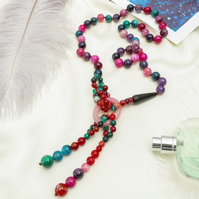 Кулон на декоративной основе "Агат турмалиновый", 70см