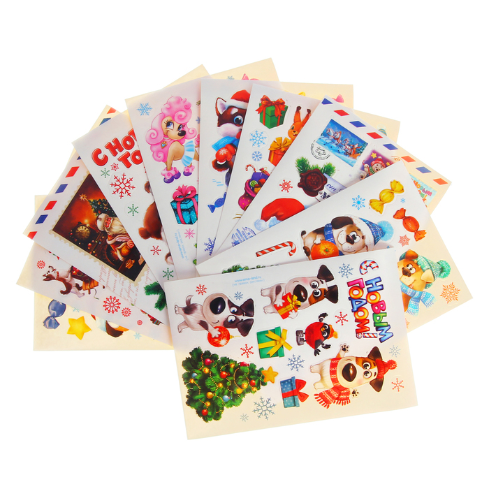 Наклейки декоративные "Новогодний микс"10 шт., 8 х 12 см