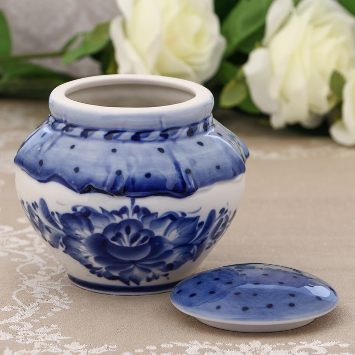 Медовница «Горшочек», 12х12,5 см, 0,65 л, гжель