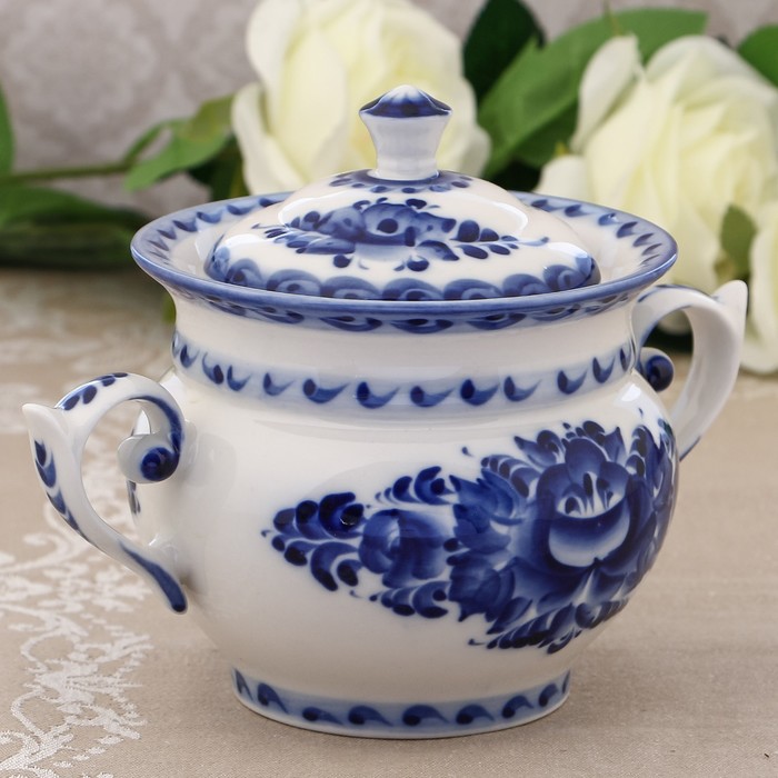 Сахарница «Семейная», 20х12,5х14 см, 0,7 л, гжель