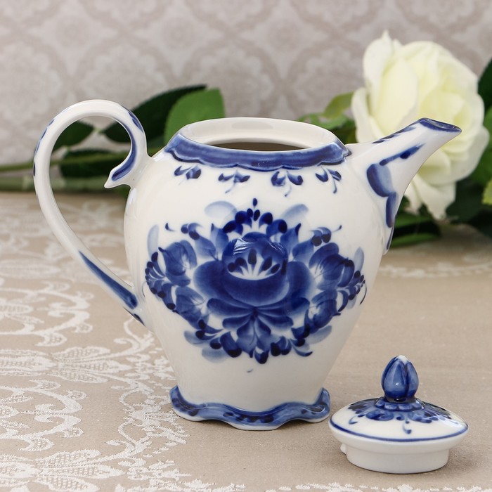 Чайник «Беседа», H=16 см, гжель