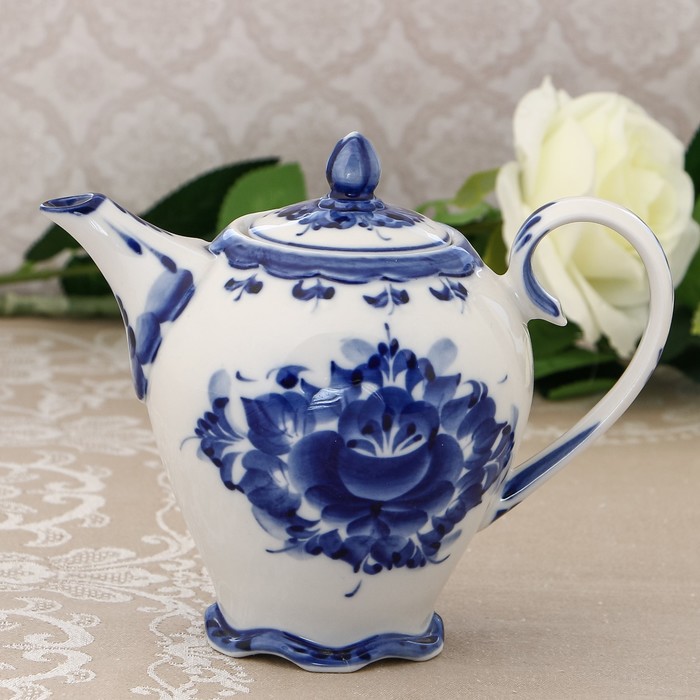 Чайник «Беседа», H=16 см, гжель