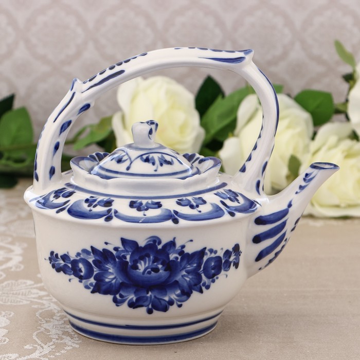 Чайник «Ностальгия», H=18,5 см, гжель