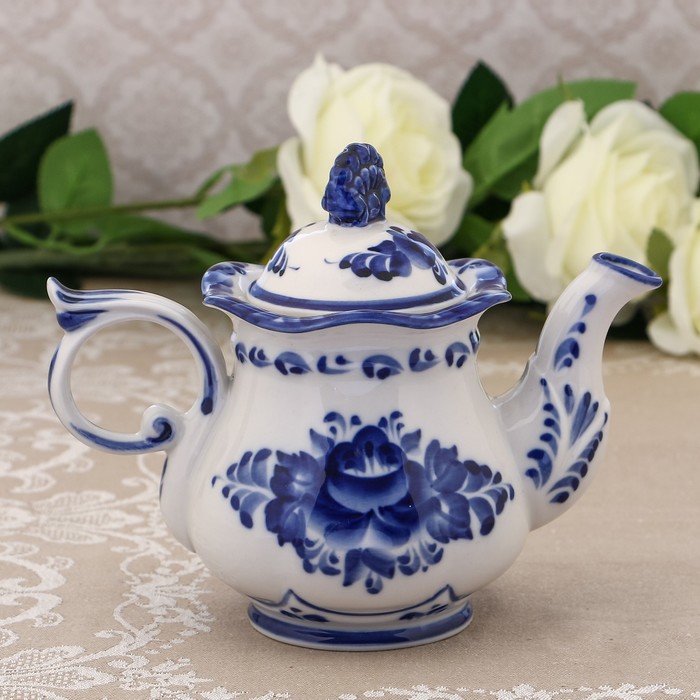 Чайник «Ожидание», H=14,5 см, гжель