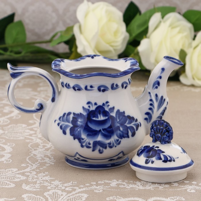 Чайник «Ожидание», H=14,5 см, гжель