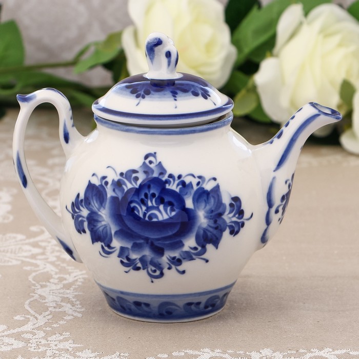 Чайник «Утро», 0,5 л, 17,5х15 см, гжель