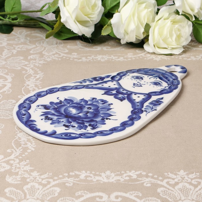 Доска разделочкая «Матрёшка», сырная, 19х31 см, гжель