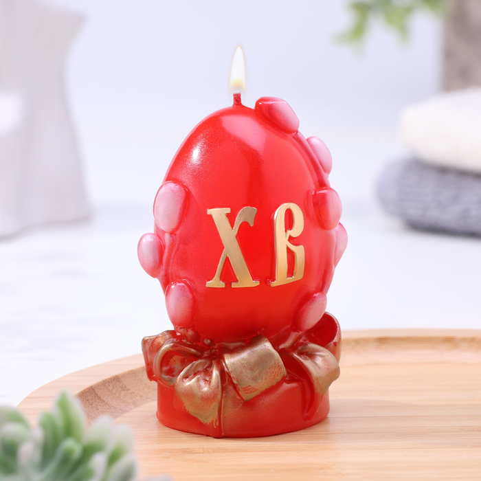 свеча декоративная пасхальное яйцо в корзине большое Декоративная свеча «Пасхальное яйцо с вербой» малая