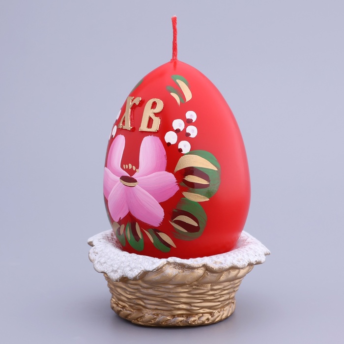 Декоративная свеча «Пасхальное яйцо в лукошке»