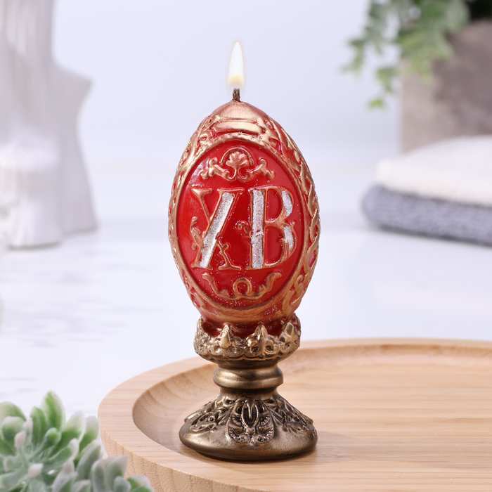 свеча декоративная пасхальное яйцо в корзине большое Декоративная свеча «Пасхальное яйцо резное»