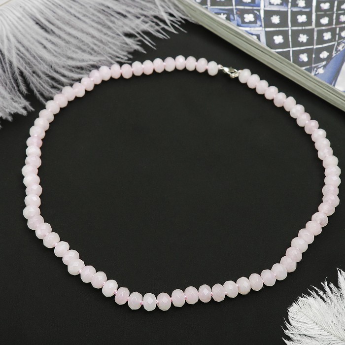 Бусы кукуруза гранёная "Кварц розовый", 45см