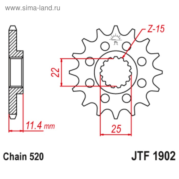 

Звезда ведущая JTF1902-17, JT sprockets, цепь 520, 17 зубьев
