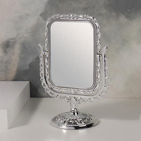 Зеркало настольное, двустороннее, с увеличением, зеркальная поверхность 9,5 х 12,5 см, цвет серебристый Ош