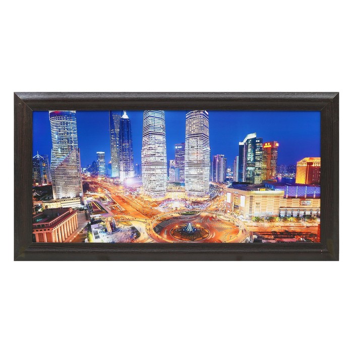 Картина "Вечерний мегополис" 38*75 см МДФ, рамка микс
