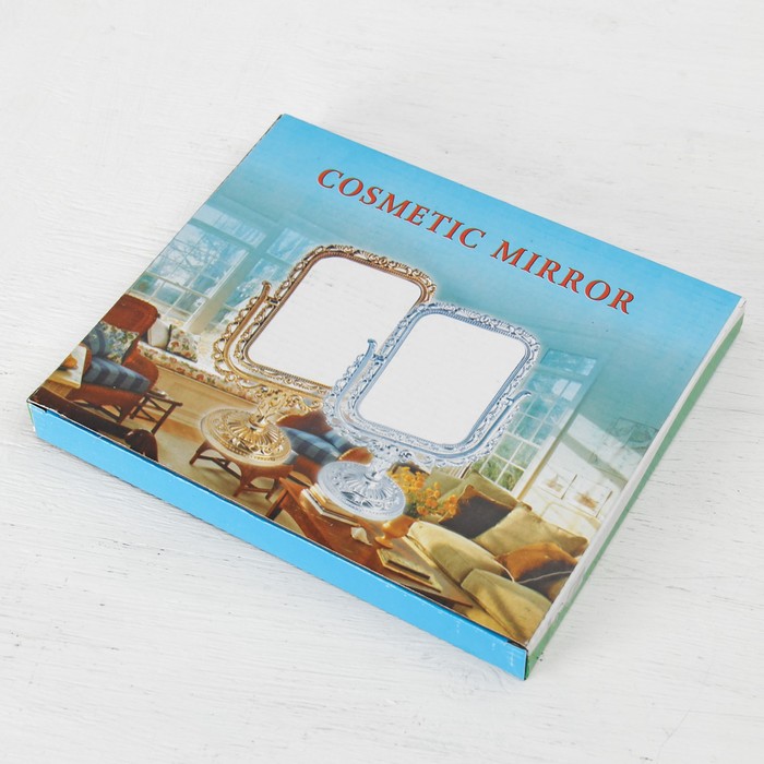 Зеркало на ножке «Ажур», прямоугольное, двустороннее, с двукратным увеличением, цвет серебристый