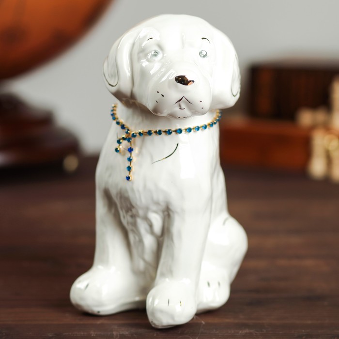 Копилка "Собака Бобик цепочка " глянец белый