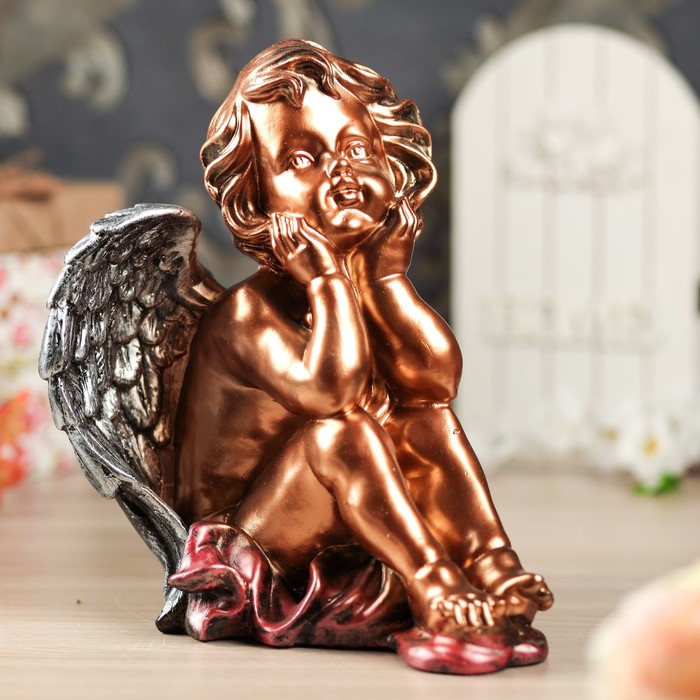 Статуэтка "Ангел сидит", бронза, цветная