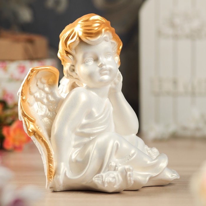 Статуэтка "Задумавшийся ангел", позолота