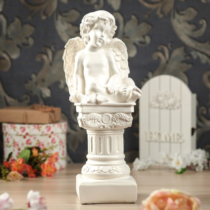 Статуэтка "Ангел на колонне" белая