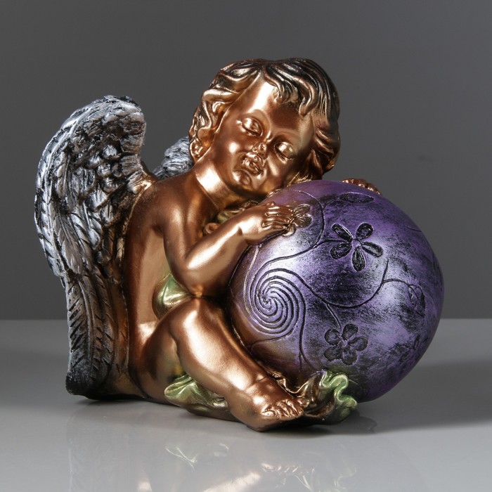 Статуэтка "Ангел с шаром" бронза цветная