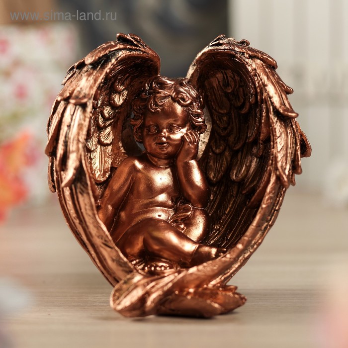 фото Статуэтка "ангел сидит в крыльях", бронза premium gips