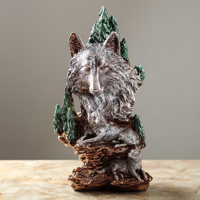 Статуэтка "Волк" бронза цветная