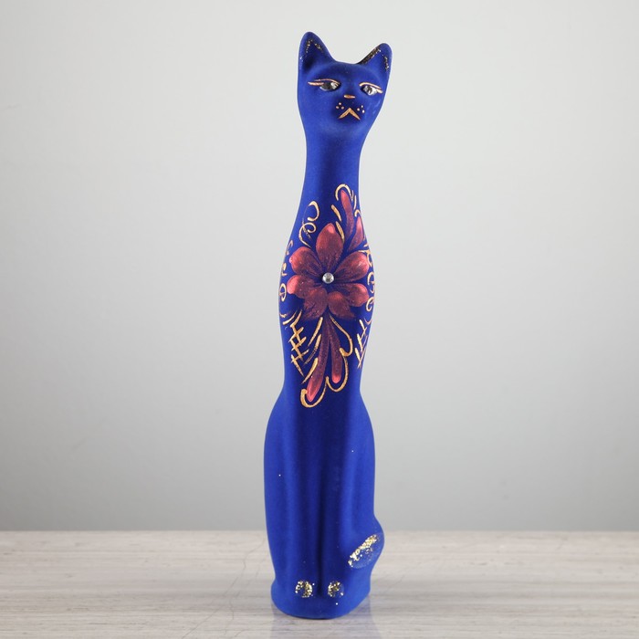 Копилка "Кот" малый флок синий художка  микс