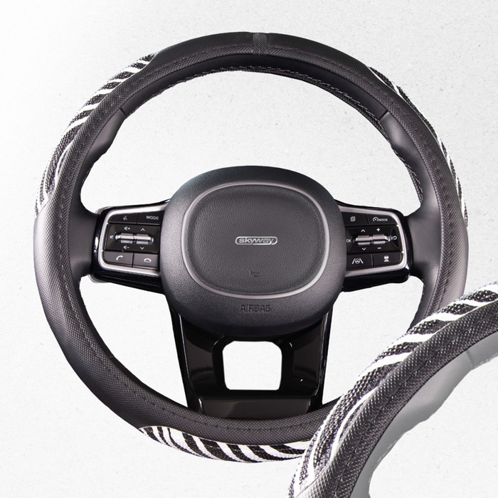 

Оплетка Skyway Glamour-1, размер M, черно-белый, экокожа, S01102276