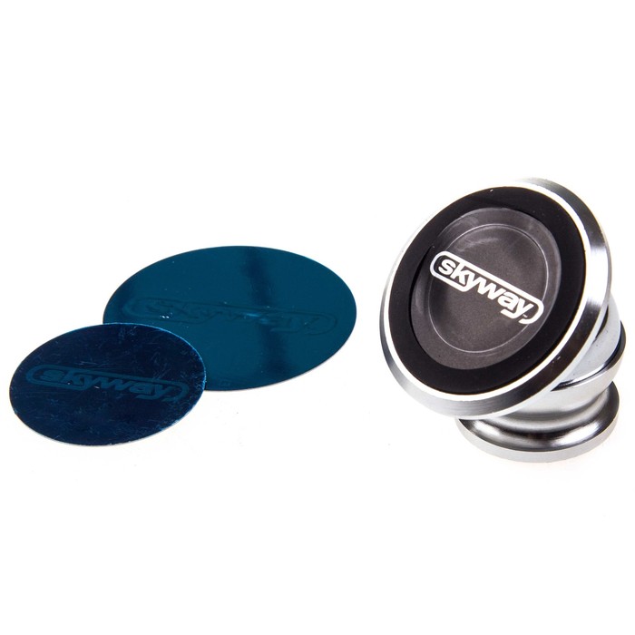 Держатель телефона магнитный на панель SKYWAY, металл, хром