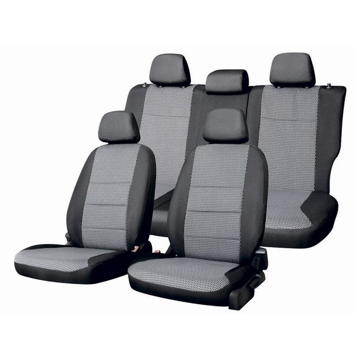 Чехлы сиденья SKYWAY Lada XRAY 2015-н.в., хэтчбек, жаккард, 12 предметов, черно-серый