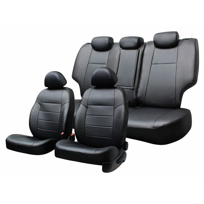 Чехлы сиденья SKYWAY Lada XRAY 2015-н.в., хэтчбек, экокожа, 12 предметов, черный