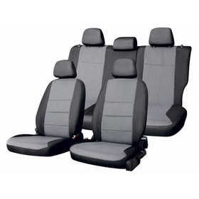 

Чехлы сиденья Skyway Toyota Land Cruiser J100 1998-2007, жаккард, 15 предметов, черно-серый , Ty15-2
