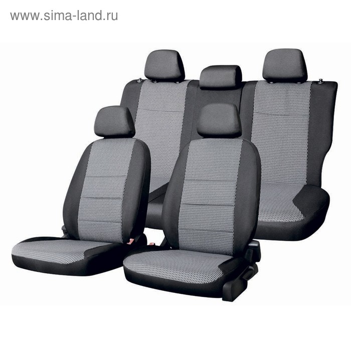 фото Чехлы сиденья skyway toyota land cruiser j100 1998-2007, жаккард, 15 предметов, черно-серый