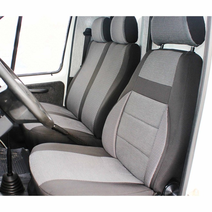 Чехлы сиденья SKYWAY ГАЗель Бизнес, 2010-н.в., жаккард, 7 предметов, черно-серый