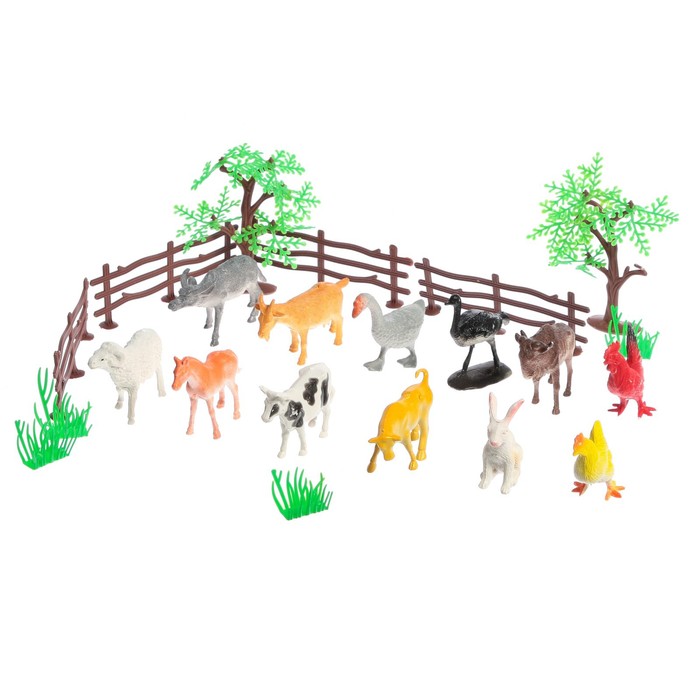 Набор животных «Моя ферма», с аксессуарами, 12 фигурок набор фигурок животных кнр моя ферма с аксессуарами 12 фигурок 800