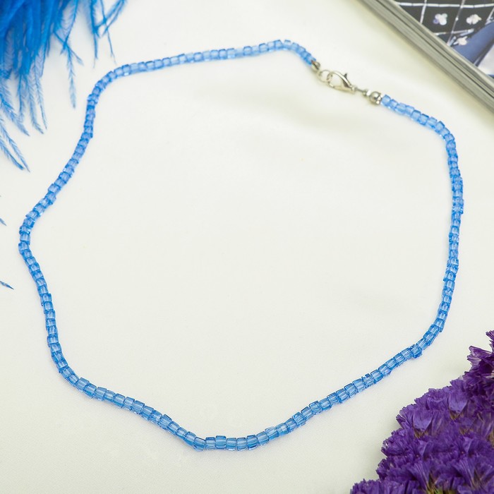 Бусы "Хрусталь" кубик №4, под сапфир, 45см